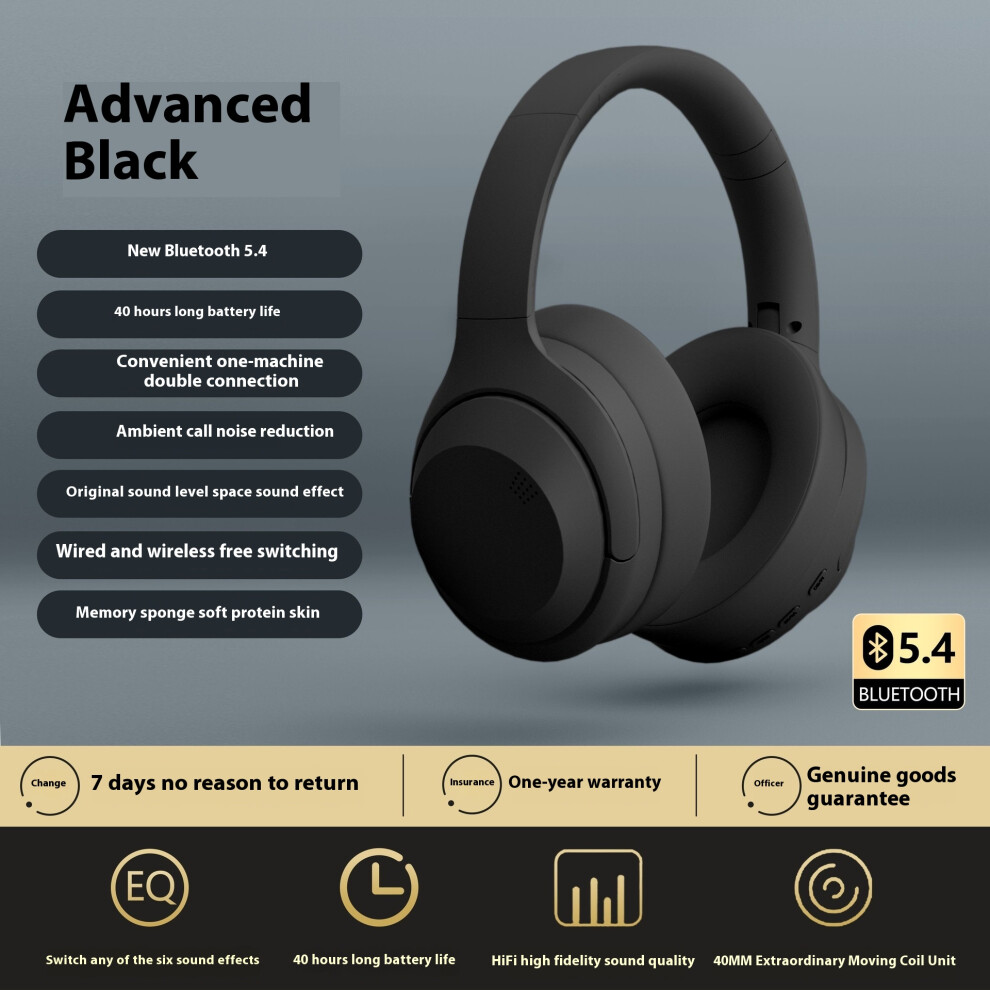 (Black) 2025 New Headset 5.4 Bluetooth Wireless Cross-Border E-Commerce High Appearance, Long Battery Life, Noise Reduction, All-Inclusive Ears Black 6921541480127