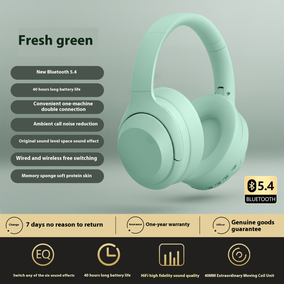 (Green) 2025 New Headset 5.4 Bluetooth Wireless Cross-Border E-Commerce High Appearance, Long Battery Life, Noise Reduction, All-Inclusive Ears Green 6921541480141
