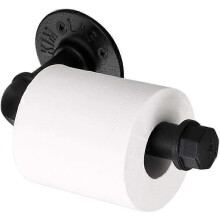 (As show, One size) Vintage Style Toilet Paper Holder, Industrial Iron Pipe Roll Tissue Holder Towel Racks with Hardware for Bathroom, Bedroom, Kitchen (Black)