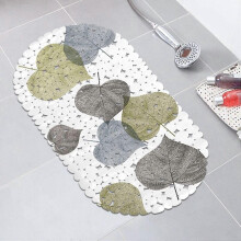 (As show, One size) Bath Tub Shower Mat Non-Slip Bathtub Mat Slip-Resistant Bathroom Bathmat with Strong Suction Cups Drain Holes,Washable?Easy Clean 14x27 in-Leaves