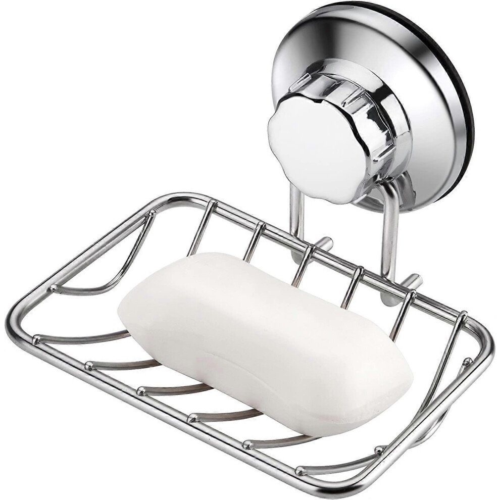 Konhill (As Show, One Size) Super Powerful Vacuum Suction Cup Shower Soap Dish - Strong Rustproof Stainless Steel Soap Saver Sponge Holder For Bathroom & Kitc