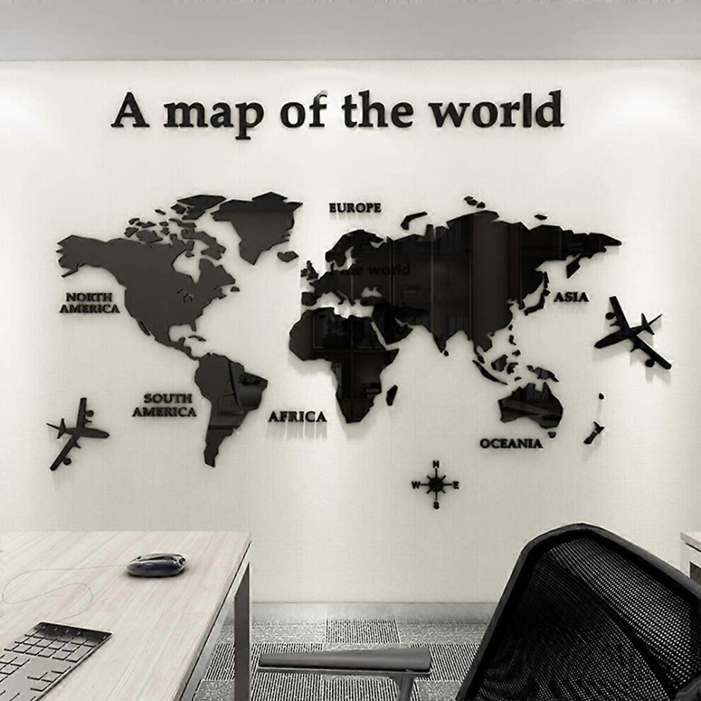 Konhill (As Show, One Size) 3D Wall Stickers - Diy World Map Wall Decal Sticker Murals Map Wall Dcor For Nursery Living Room Bedroom Tv Background Home Decora