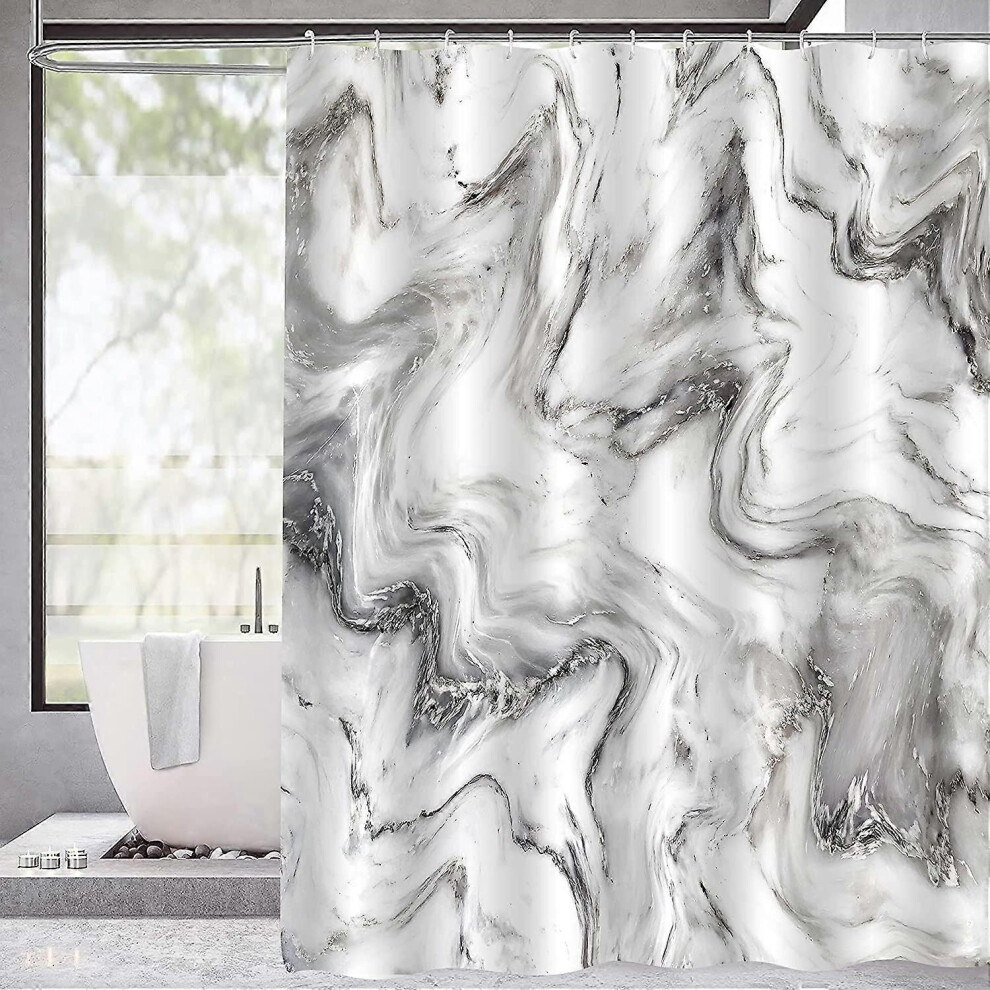 Konhill (As Show, One Size) Marble Shower Curtain Set, Abstract Modern Shower Curtain For Bathroom Decor, Luxury Standard Shower Curtain Liner For Bathtu Grey