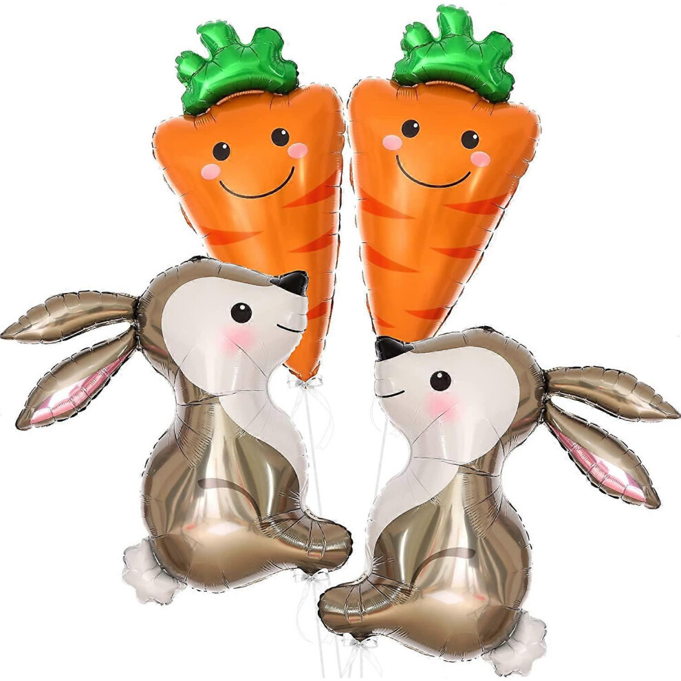 Konhill (As Show, One Size) Other Decorative Garden Element Rabbit With Balloons Carrot - 80Cm | Carrot Foil Balloons, Bunny Gender Reveal Balloons, Bunny The