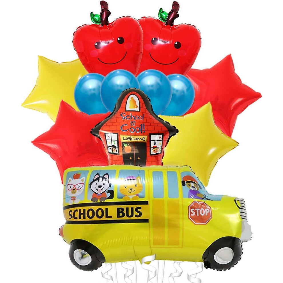 Konhill (As Show, One Size) Other Decorative Garden Element Set Of 12 Large Back-To-School Balloons | School Bus Balloons And Red Apple Balloons For First Day
