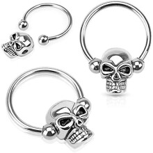 Skull Captive Bead Nipple Ring Circular Barbell, 316L Surgical Steel Unisex Body Piercing Jewellery, 14g 16g Multiple Sizes Available