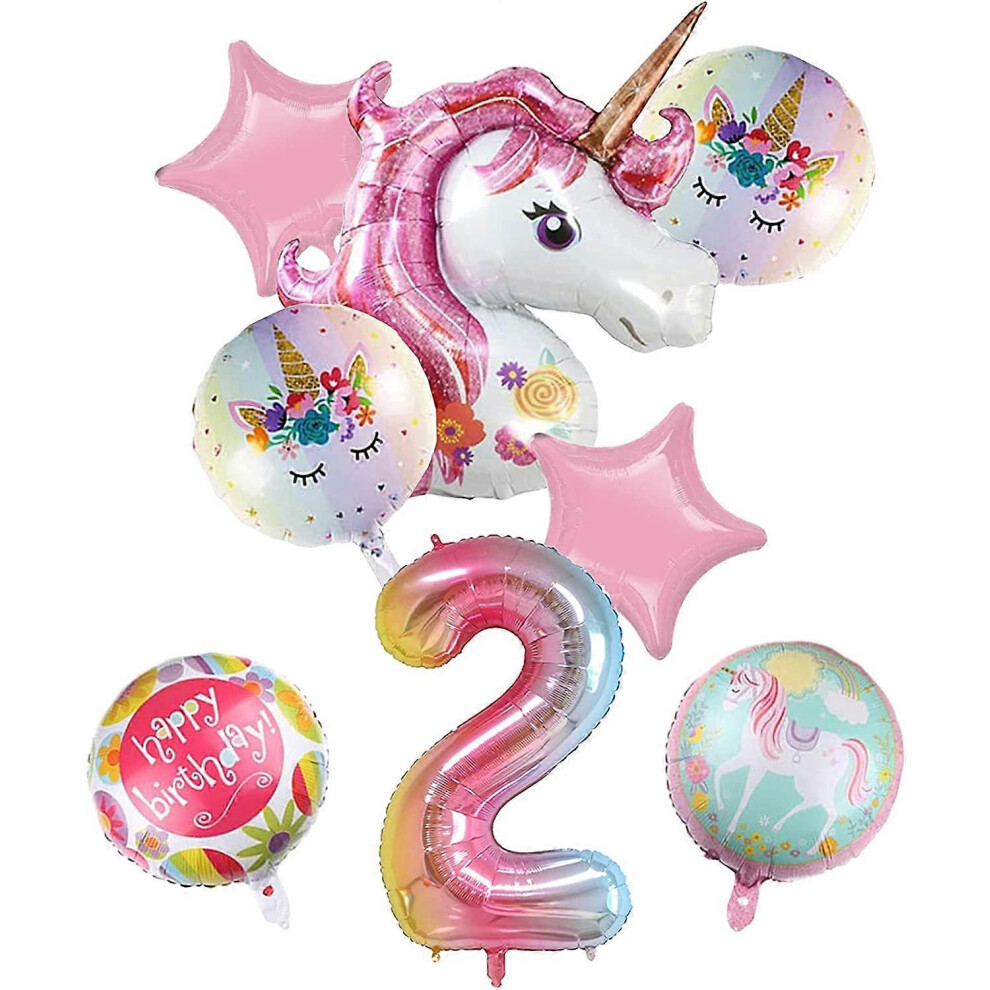 Konhill (As Show, One Size) Other Garden Decorative 2Nd Birthday Decorations For Girl,100Cm Unicorn Balloons Birthday Party Decorations, Foil Balloons For 2 Y