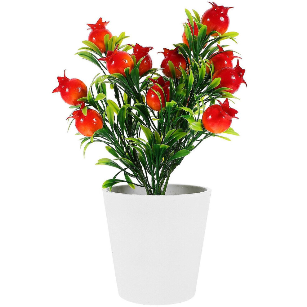 Kricely (As Show, One Size) 1 Set Artificial Potted Pomegranate Picks Pomegranate Branches Bonsai Fake Fruit Bonsai