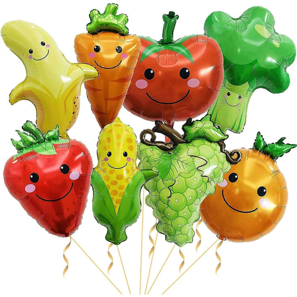 Konhill (As Show, One Size) Other Garden Decor Set Of 8 Plant Foil Balloons Gaint Furit Cute Helium Strawberry Grape Banana Corn Carrot Tomato Broccoli Orange