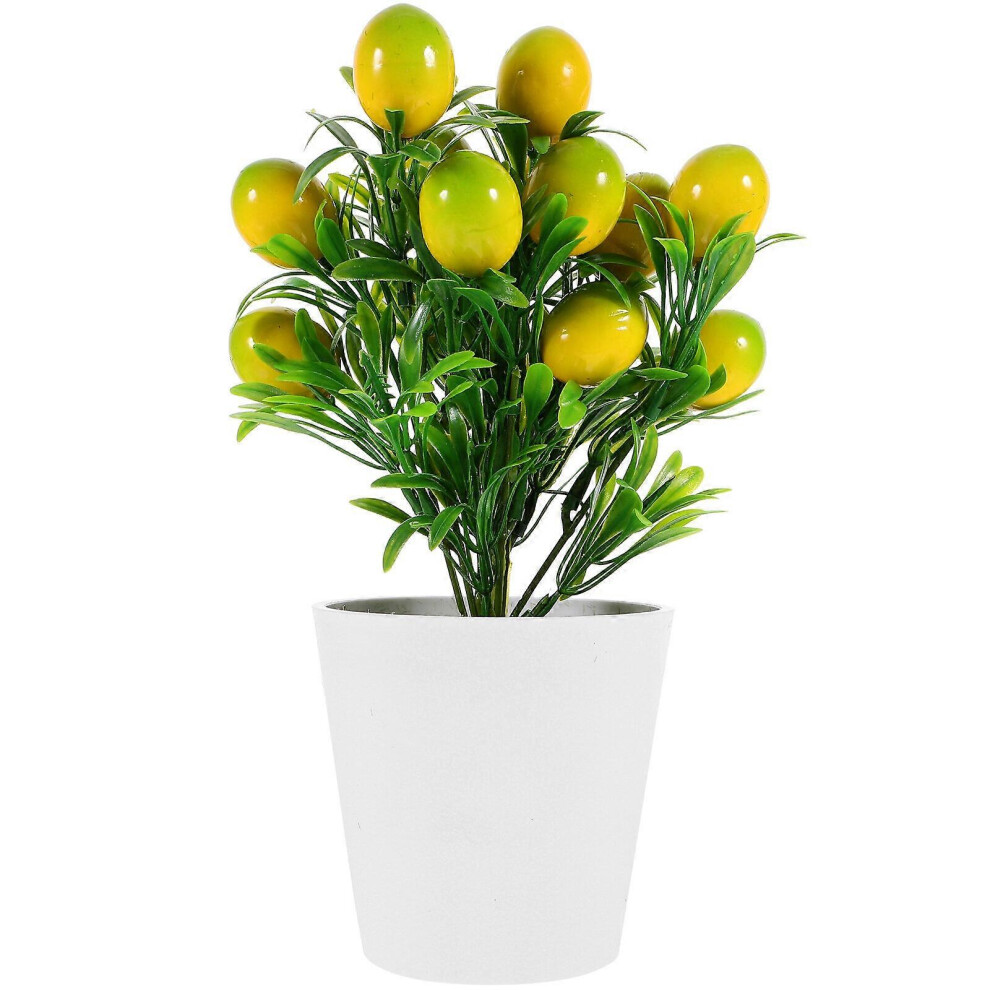 Kricely (As Show, One Size) 1 Set Artificial Potted Fruit Picks Realistic Lemon Branches Bonsai Artificial Lemon Bonsai