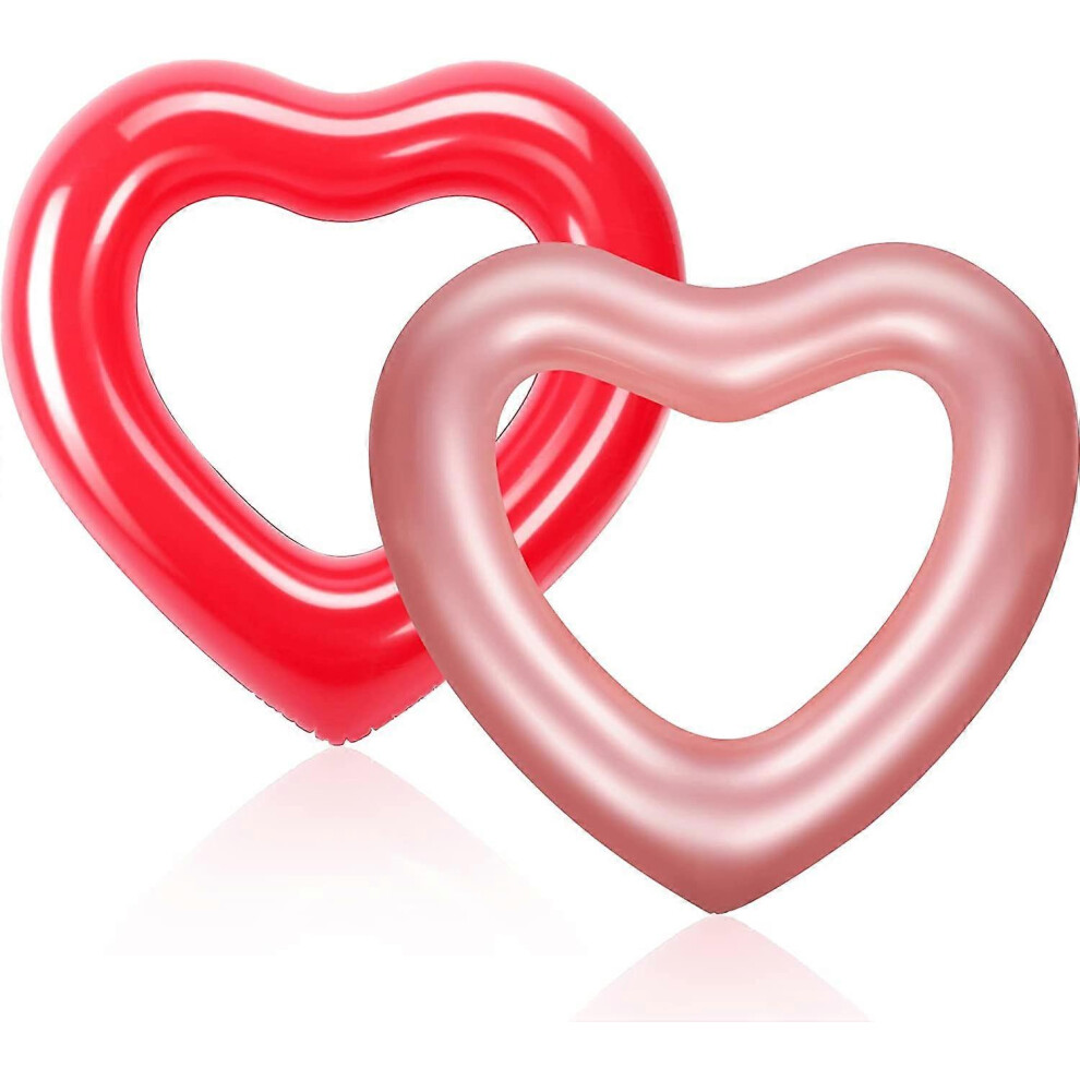 Konhill (As Show, One Size) Buoy, Pool Bra 2 Pieces Inflatable Swim Rings, 120 * 100Cm Heart Shaped Bachelorette Pool Float Loungers Tube, Heart Shaped Summer