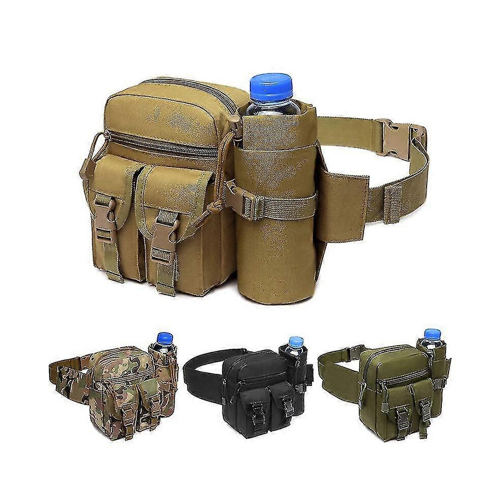 (Army Green, One size) New Outdoor Waist Bag Men Tactical Water Bottle Waterproof Molle Camouflage Hunting Hiking Climbing Nylon Mobile Phone Belt Pac-image-OPC-PG8MCNT-NEW