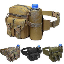 (Black, One size) New Outdoor Waist Bag Men Tactical Water Bottle Waterproof Molle Camouflage Hunting Hiking Climbing Nylon Mobile Phone Belt Pack