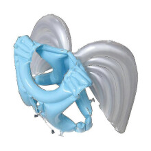 (As show, One size) 1pc Inflatable Swimsuit Pvc Cartoon Angel Wings Life Vest Life Safety Swimwear For Kids Children - Size L (sky-blue)