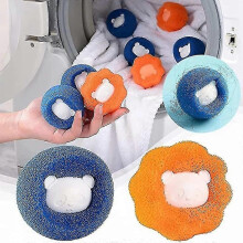 (Orange 4pcs, One size) Washing Laundry Ball Kit Hair Remover Pet Clothes Cleaning Tool Removal Catcher Fiber Collector Reusable Ball Lint Catcher Home