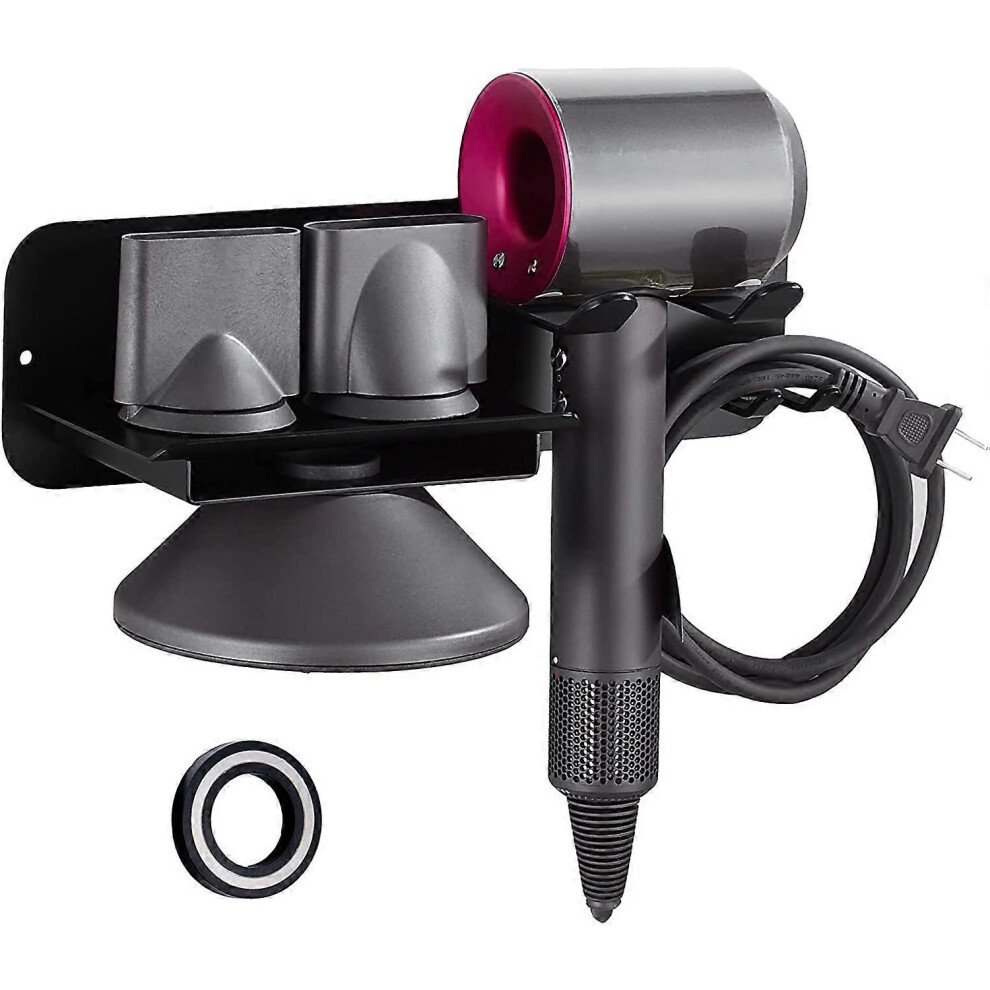 Konhill (As Show, One Size) Hairdryer Holder Wall Mounted Hair Dryer Holder Self-Adhesive Hair Dryer Holder Compatible With Dyson Supersonic Hair Dryer Black