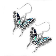 (263, One size) Heyone Boho Chic Enamel Silver Blue Monarch Butterfly Drop Earrings Fashion Unique Statement Dangle Earrings for Women Jewelry Gift