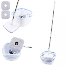 Turbo Spin Mop with 360° Spin Cycle, 2.5L Dual Water Tanks, Collapsible Handle, and Microfiber Pads for Deep Cleaning Floors
