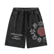 (XL, One size) 2023 Men Hip Hop Casual Shorts Streetwear Letter Shorts Gothic Harajuku Jogger Shorts Summer Elastic Waist Short Cotton Washed