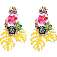 (273, One size) Lureme Gorgeous Colorful Sequin Flower Floral Leaf Stud Earrings for Women and Girls (er006023)