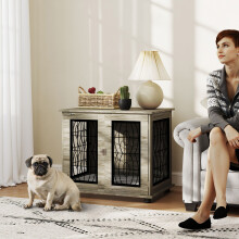 PawHut Dog Crate Furniture, End Table for Medium Dogs w/ Cushion