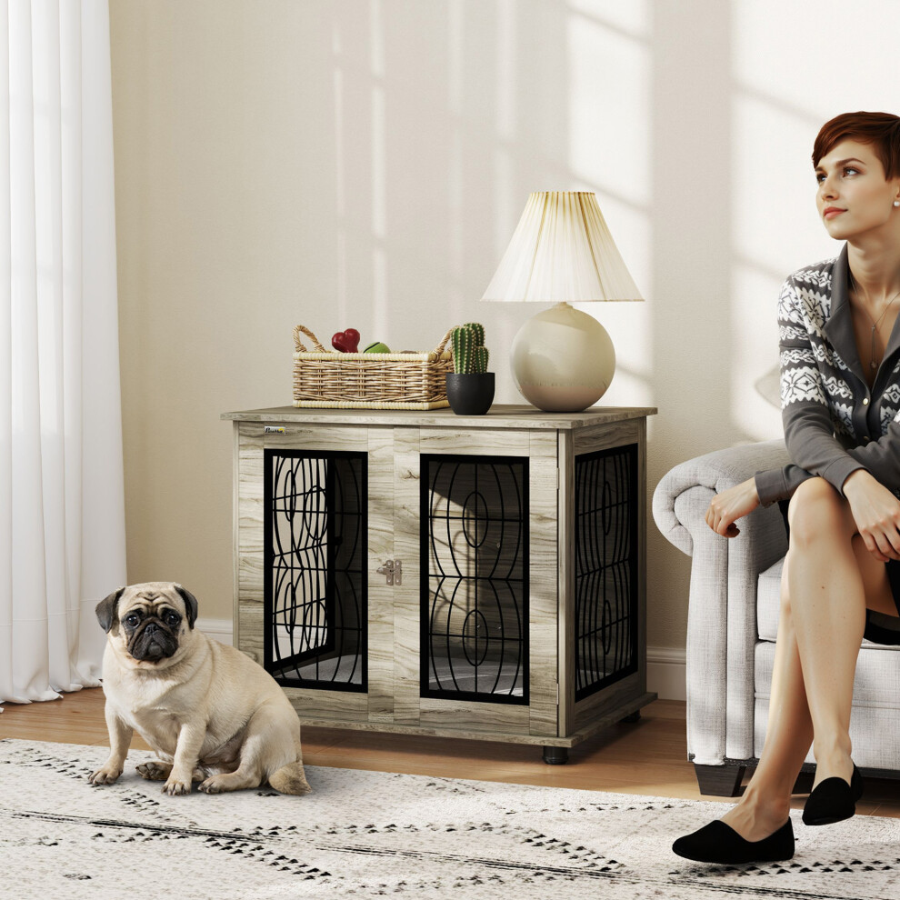 Pawhut Dog Crate Furniture, End Table For Medium Dogs W/ Cushion