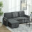 Homcom HOMCOM Pull Out Sofa Bed L Shape Corner Sofa w/ Reversible Chaise Dark Grey 1