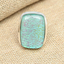 (Bleu, 6.5) Bague en argent sterling 925 avec opale triple australienne bleue pour filles, bijoux faits à la main