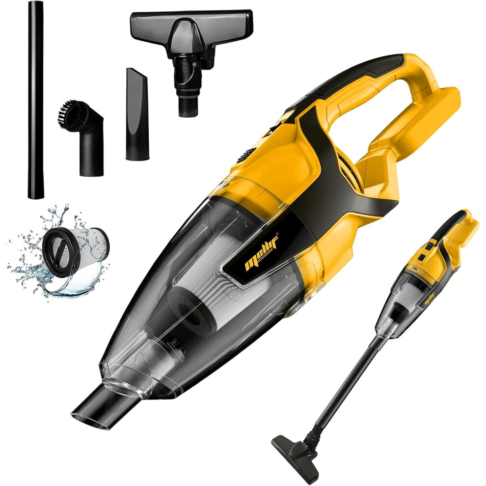 18V Car Vacuum Cleaner, Cordless, for Dewalt 18V Battery, Portable Lightweight Vacuum Cleaner for Car Bench Table, Yellow, vc-dcb20