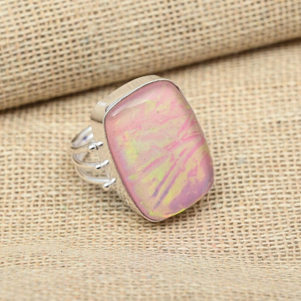 (rose, 10) Aaa + rose australien triple opale pierre précieuse 925 en argent sterling bague faite à la main bijoux