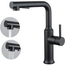 (Matte Black) Kitchen Tap with Pull Out Sprayer, Kitchen Mixer Tap with Dual Function Sprayer, 360 Swivel Single Handle Kitchen Sink Tap,