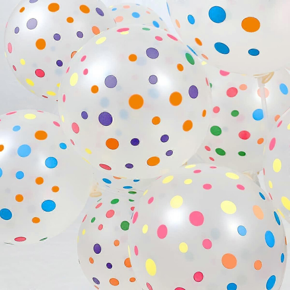 Konhill (As Show, One Size) Other Garden Decorative Item 50 Pieces Polka Dot Balloons, Colorful Balloons, 30Cm Rainbow Balloons