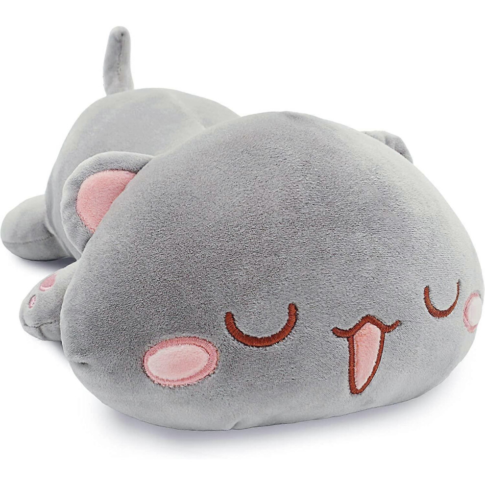 Konhill (As Show, One Size) Cute Kitten Plush Toy Stuffed Animal Pet Kitty Soft Anime Cat Plush Pillow For Kids ( B, 25.5") Gray