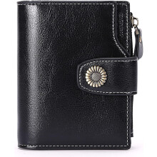 (As show, One size) Tool Bag Women's Small Black Wallet (random Color) Women's Small Compact Wallet Genuine Leather Rfid Blocking