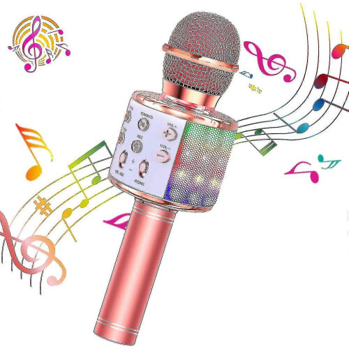 (As show, One size) Portable Bluetooth Karaoke Microphone With Led Disco Light