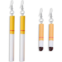 (2, One size) 2 Pairs Harajuku Creative Funny Cigarette Butt Drop Dangle Earrings Wacky Lifelike Cigarette Earrings for Women Girls Unisex Cool Punk Jewelry