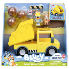 Giocattolo per autocarro con cassone ribaltabile Bluey con elmetto Muddy Bingo Figure | Carica e scarica rocce - Include segnaletica di sicurezza