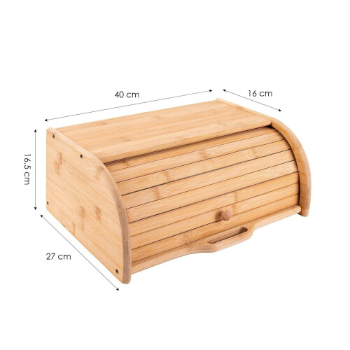 Kabalo Large Bamboo Bread Bin with Roll-Top Door – Keeps Bread Fresh, Stores Wraps & Buns, Space-Saving Kitchen Storage 1