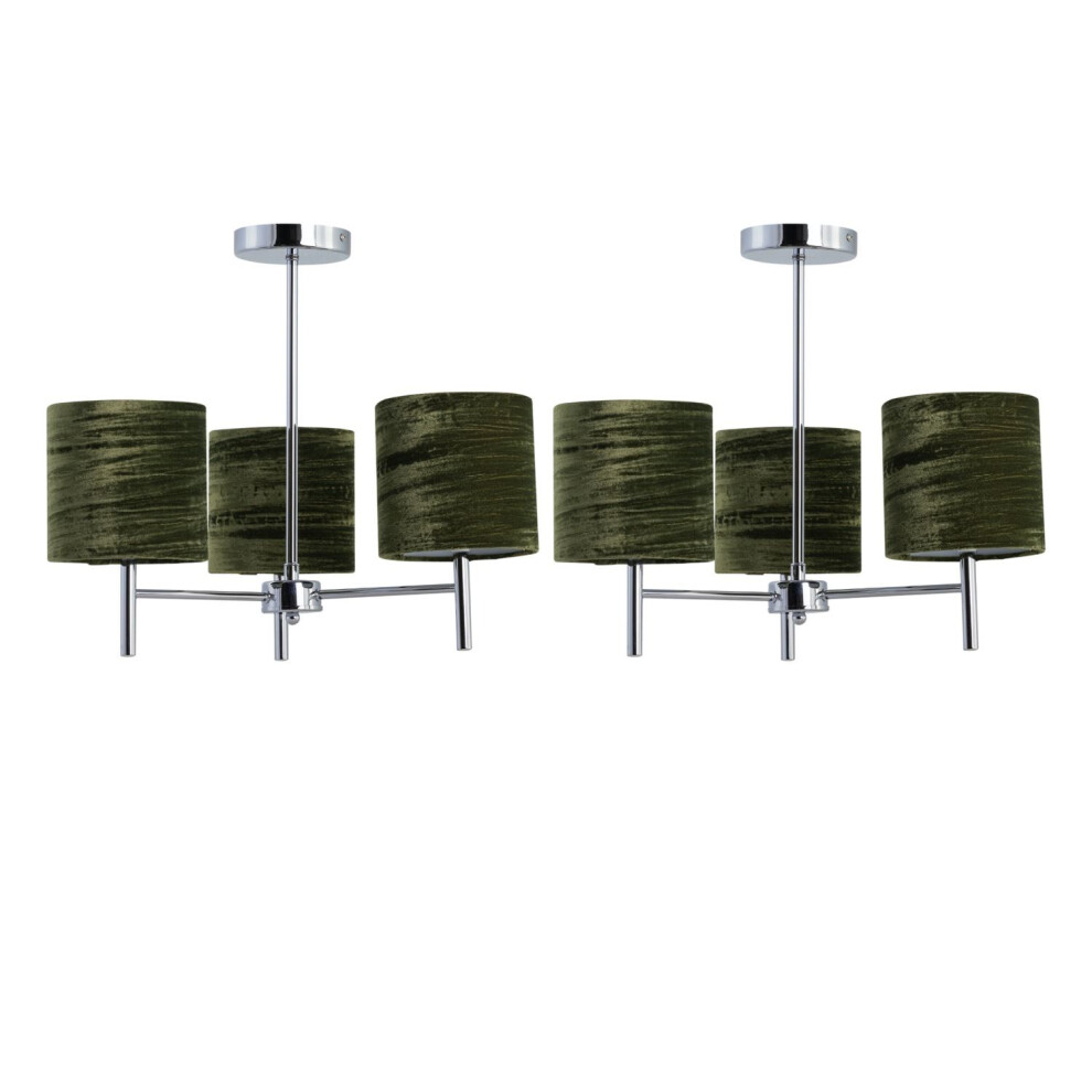 Set of 2 Brea - Chrome Light Fittings with Green Velvet Shades-image-OPC-PG8MPMD-NEW