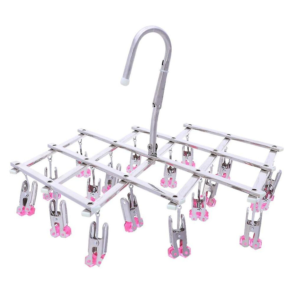 Fitville (As Show, One Size) Stainless Steel Clothes Rack, Foldable Clothes Rack, Hanging Clothes Rack, Windproof, Quickly Remove Clothes From Hangers