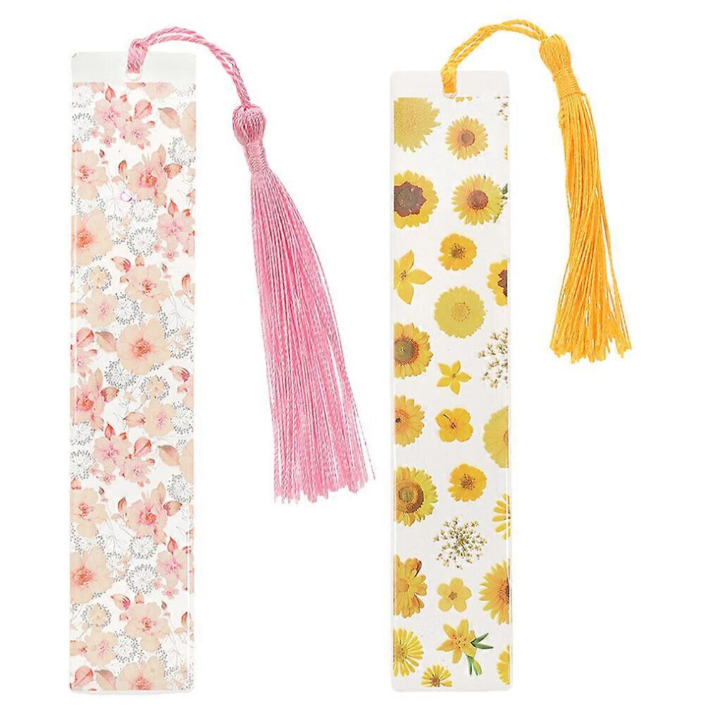 Kricely (As Show, One Size) 2Pcs Delicate Bookmark Tassel Design Bookmark Resin Page Marker Bookmark Present For Students