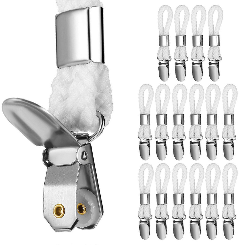 Kricely (As Show, One Size) 16Pcs Towel Clips Cotton Rope Hanging Clips Towel Clamp Hangers For Kitchen Bathroom