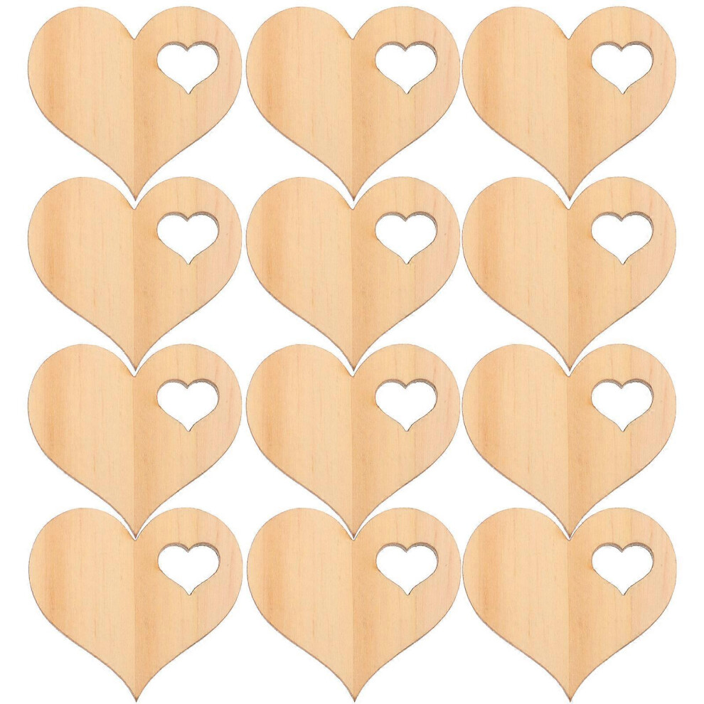 Kricely (As Show, One Size) 50Pcs Wooden Heart Shapes Wooden Embellishments Unfinished Wooden Craft Slices