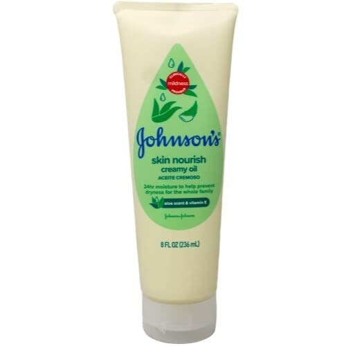 Johnson & Johnson Olio cremoso per bambini Johnson's - Aloe Vera e Vitamina E - 8 oz