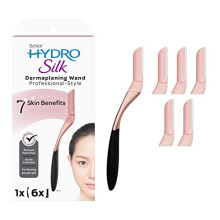 Schick Hydro Silk Dermaplaning-stav til ansigt med 6 udskiftelige klinger - Afslør strålende hud og en blødere tekstur