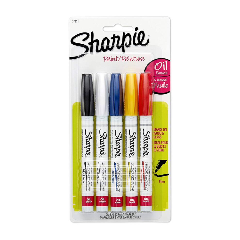 SHARPIE Oil-Based Paint Markers  Fine Point  Assorted Colors  5 Count