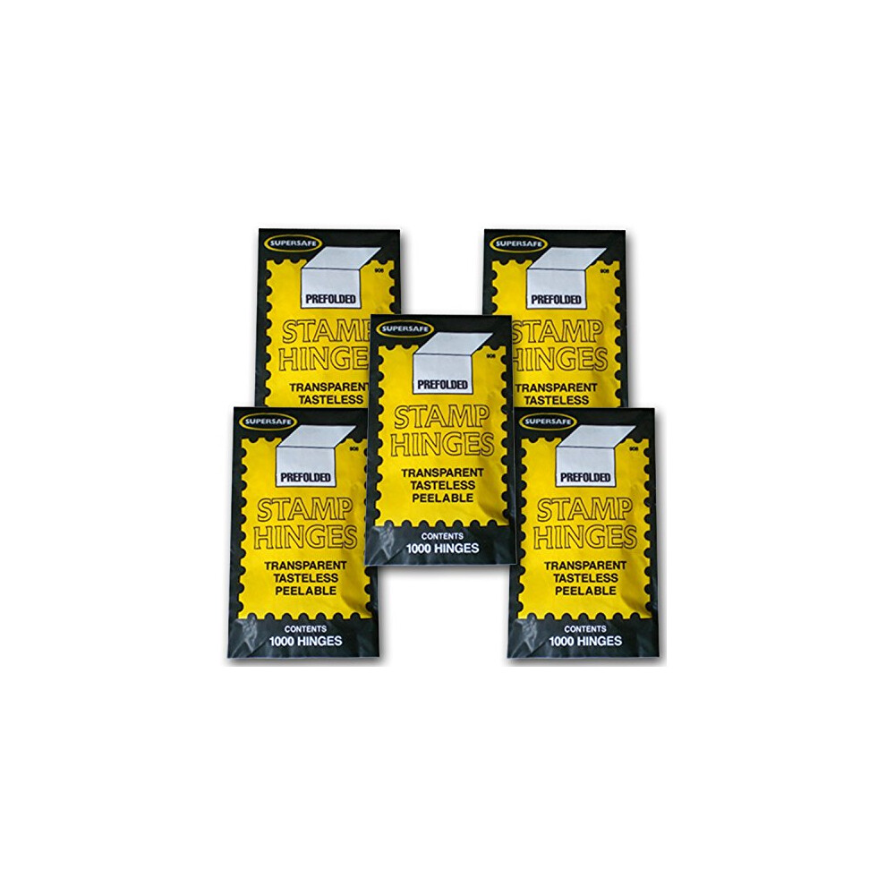 Supersafe Stamp Hinges FIVE Pack -- Total of 5000 Hinges