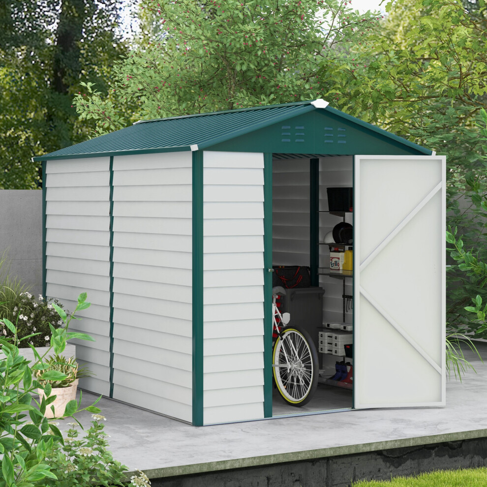 Outsunny 9'x6' Galvanised Metal Garden Shed Tool Storage Shed for Patio Green