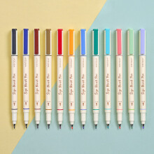 WRITECH Arts Sign Brush Pen Brush Tip Marker Viltpunt Op Waterbasis Inkt Kleurpennen 12 Verschillende Pastelkleuren Geweldig voor Letteren, Journaling
