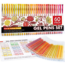 Shuttle Art 60-Pack Red & Yellow Tone Gel Pens with 30 Refills — SAGP60-R&Y for Adult Coloring, Journaling & Drawing